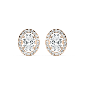 Halo Oval Stud Earrings