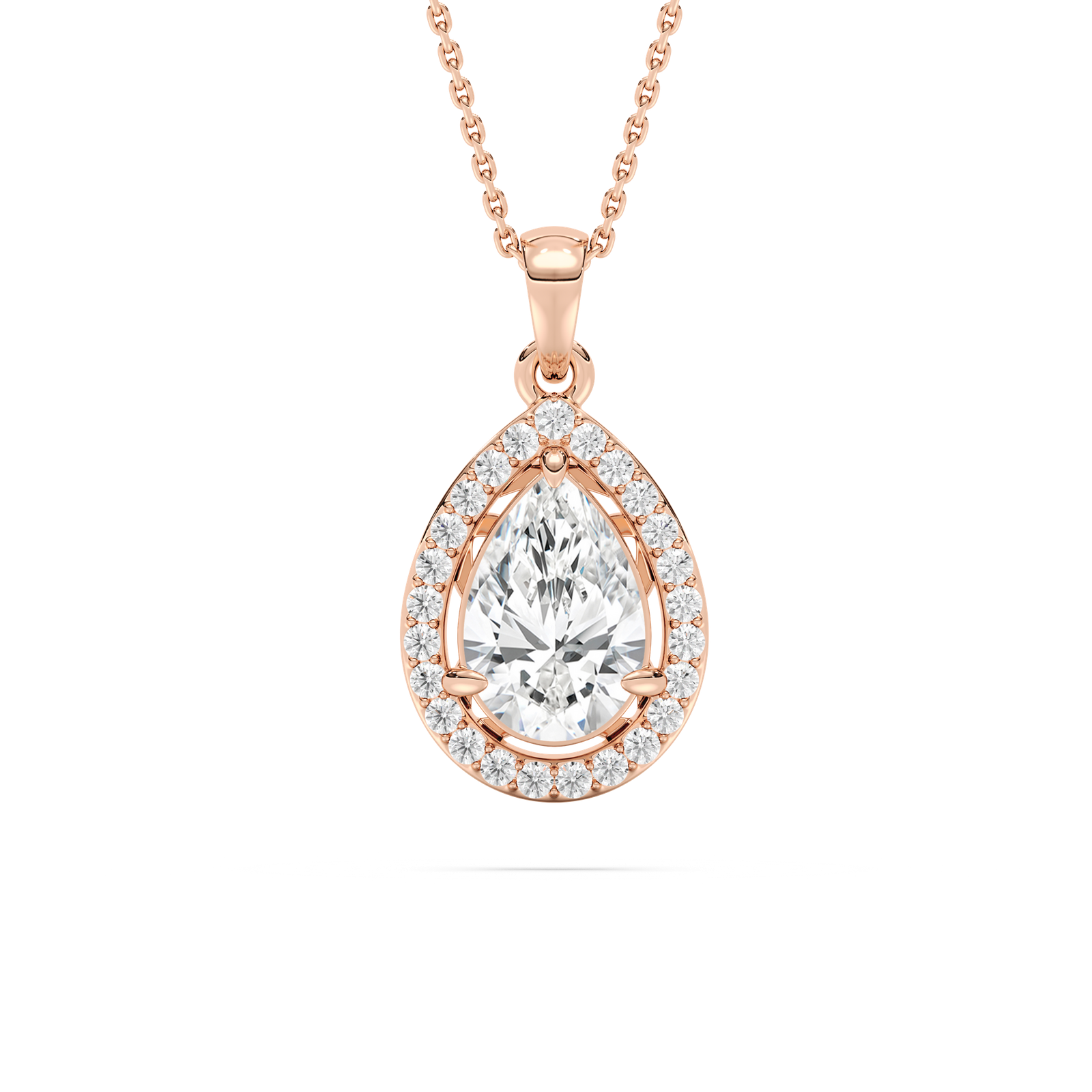 1 ¹⁄₁₅ ctw Pear Lab Grown Diamond Single Bail Halo Pendant  - 18 Inches