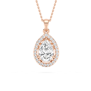 1 ¹⁄₁₅ ctw Pear Lab Grown Diamond Single Bail Halo Pendant  - 18 Inches