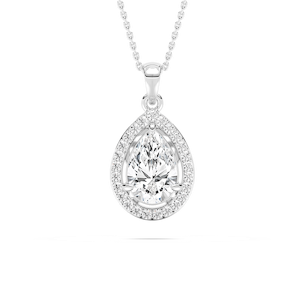 1 ¹⁄₁₅ ctw Pear Lab Grown Diamond Single Bail Halo Pendant  - 18 Inches