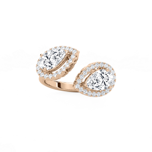 2 ⅖ ctw Pear and Round Lab Grown Diamond Halo Open Bypass Ring