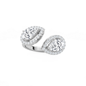 2 ⅖ ctw Pear and Round Lab Grown Diamond Halo Open Bypass Ring