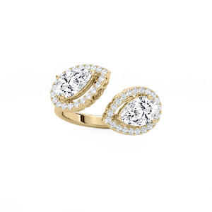2 ⅖ ctw Pear and Round Lab Grown Diamond Halo Open Bypass Ring