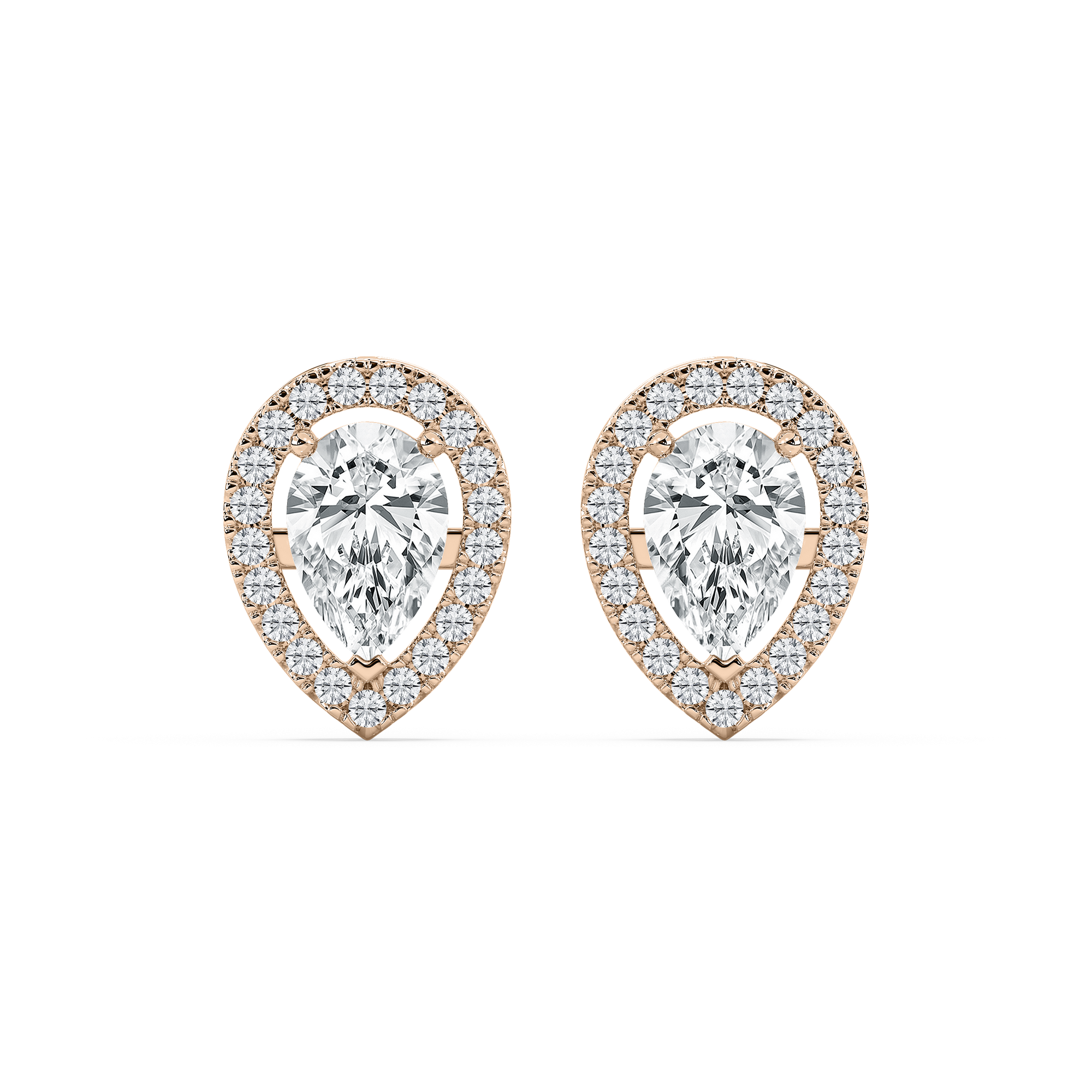 Pear Halo Diamond Earrings