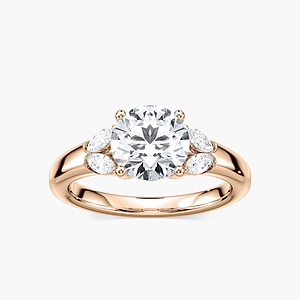 Harper Lab Grown Diamond Flower Petal Side Stone Engagement Ring