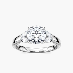 Harper Lab Grown Diamond Flower Petal Side Stone Engagement Ring