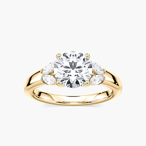 Harper Lab Grown Diamond Flower Petal Side Stone Engagement Ring