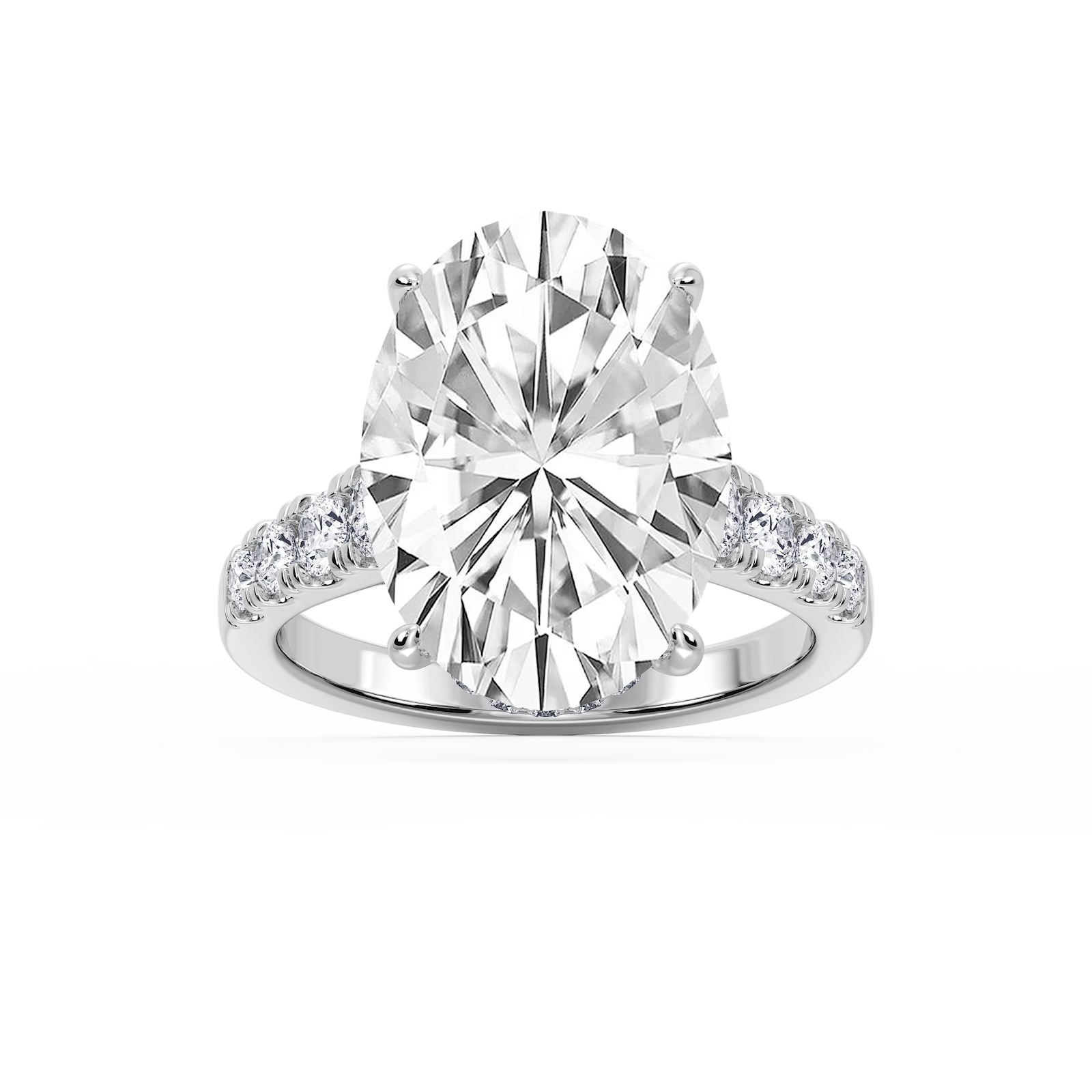 Hayley 10 ⁷⁄₈ ctw Oval Lab Grown Diamond Pave Hidden Halo Engagement Ring - Signature Collection