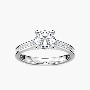 Hazel Round Lab Grown Diamond Channel Set Side Stone Engagement Ring