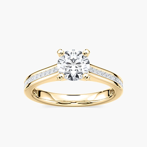 Hazel Round Lab Grown Diamond Channel Set Side Stone Engagement Ring