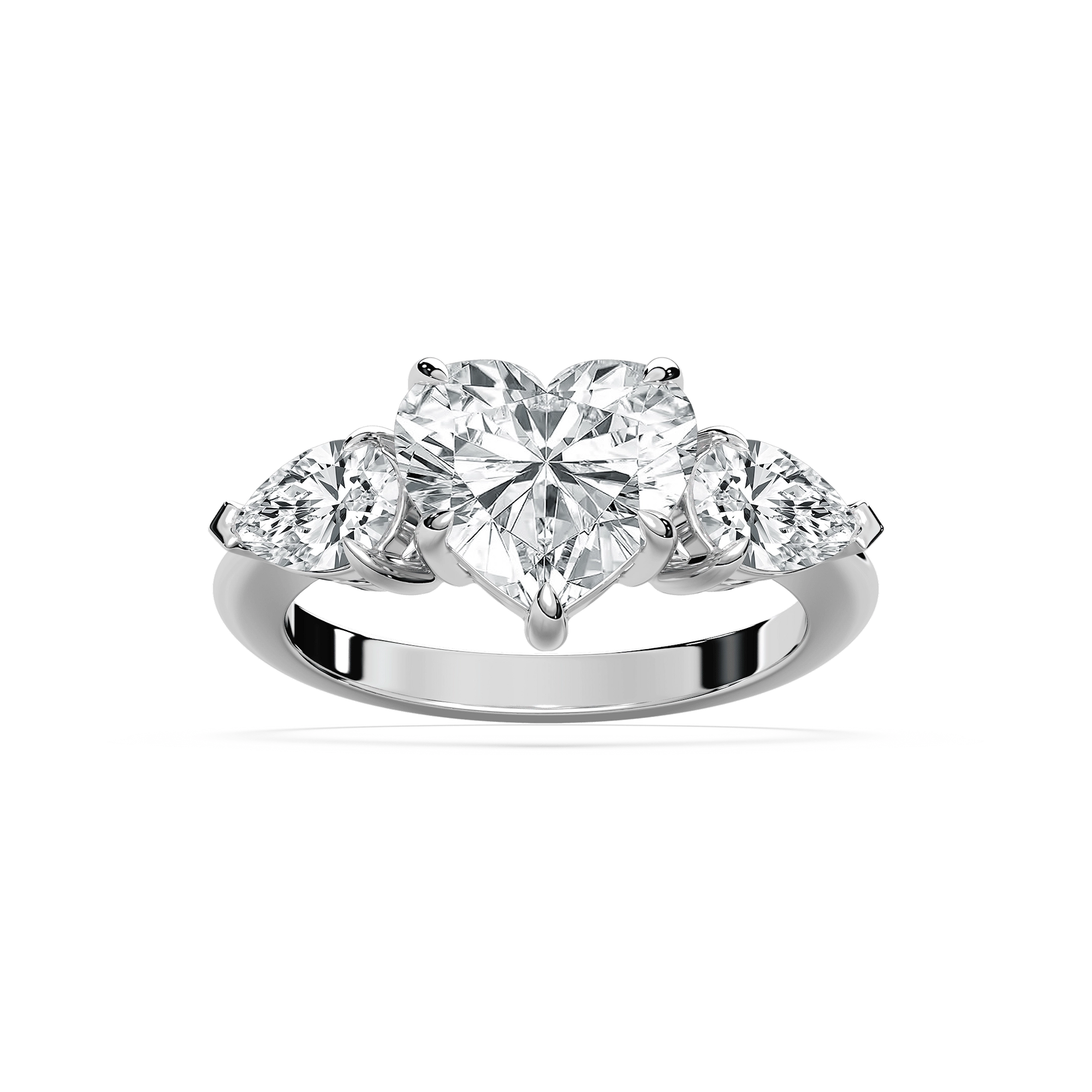 Sofía 4 ctw Heart Lab Grown Diamond with Pear Sides Three Stone Engagement Ring