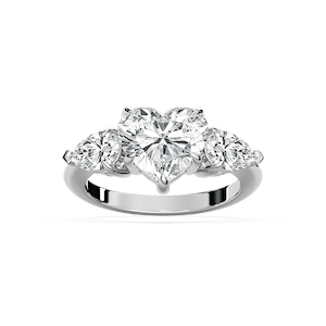 Sofía 4 ctw Heart Lab Grown Diamond with Pear Sides Three Stone Engagement Ring