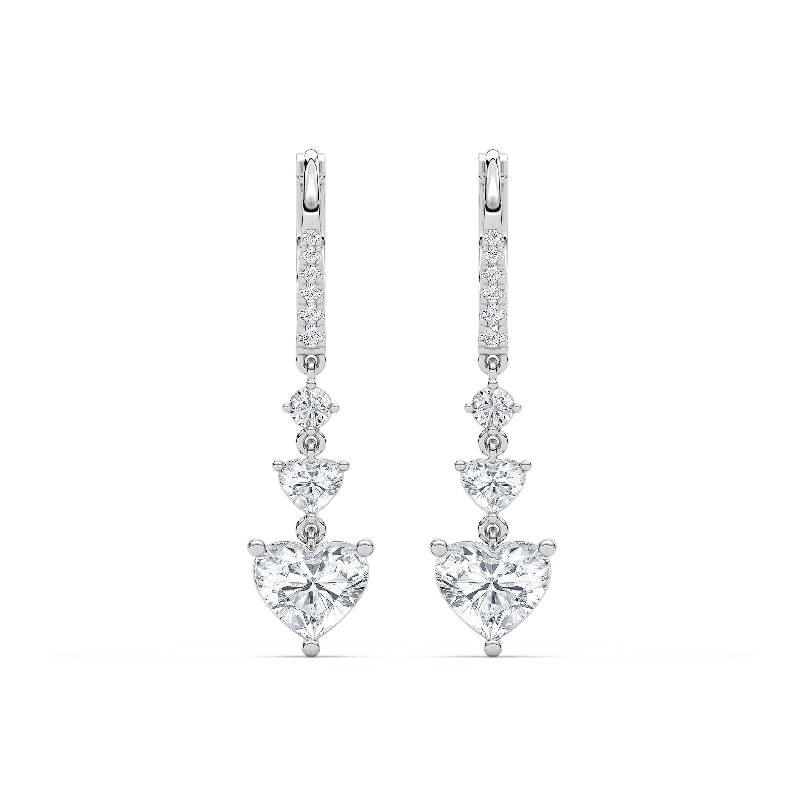 Heart and Round Drop Earrings in 14K Rose Gold