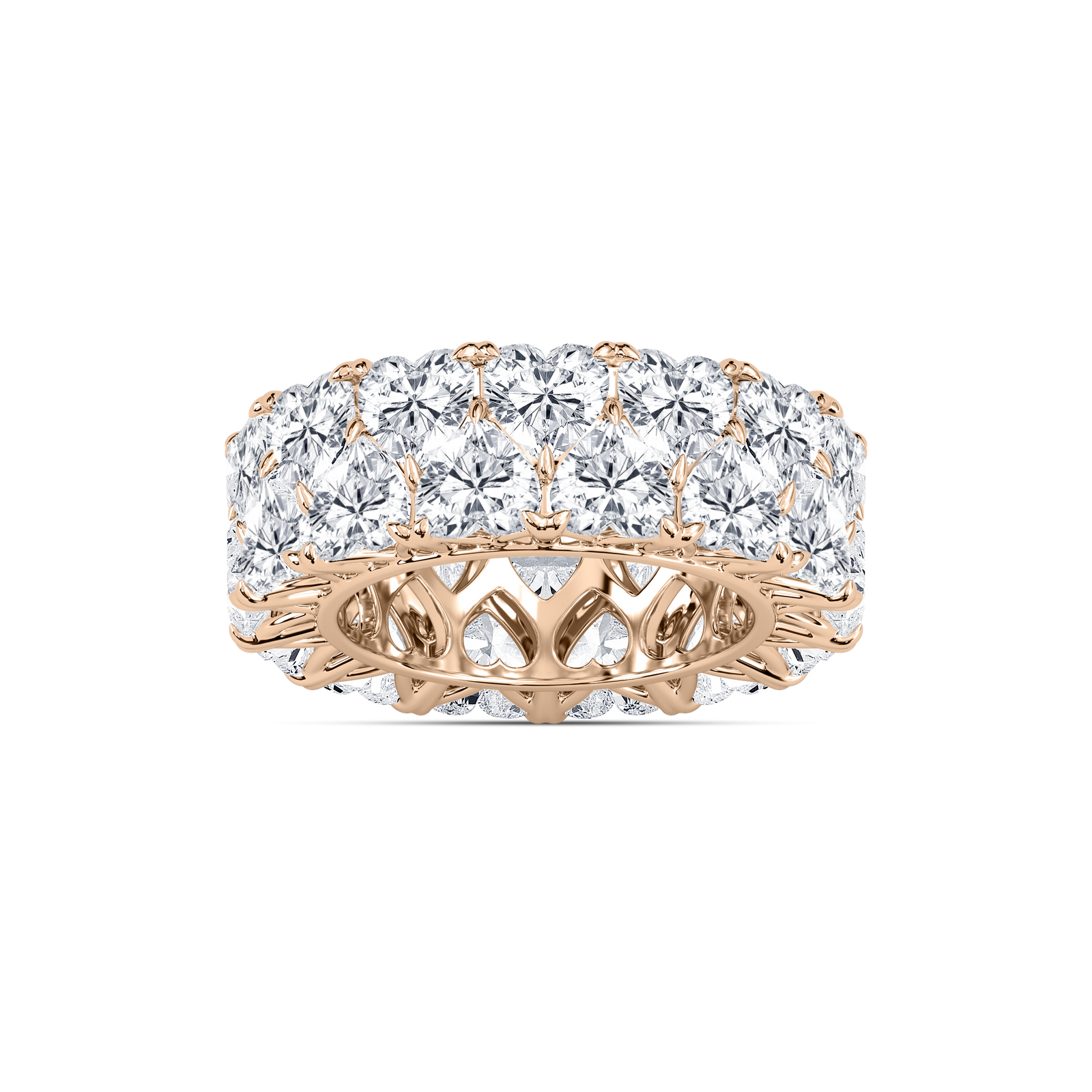 April 11 ⅕ ctw Heart Lab Grown Diamond Double Row V Prong Eternity Band