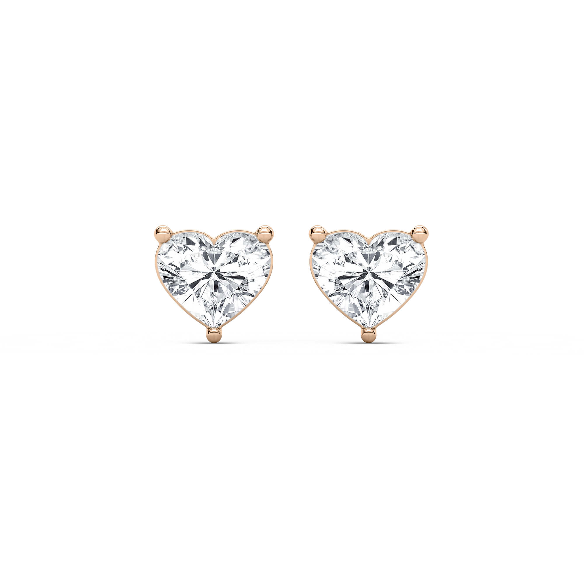 Heart Cut Prong Diamond Earrings with 0.50ct Lab-Grown Diamonds in 14K Rose Gold