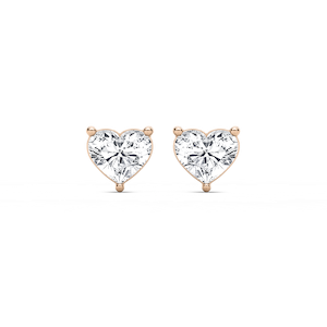 Heart Cut Prong Diamond Earrings with 0.50ct Lab-Grown Diamonds in 14K Rose Gold