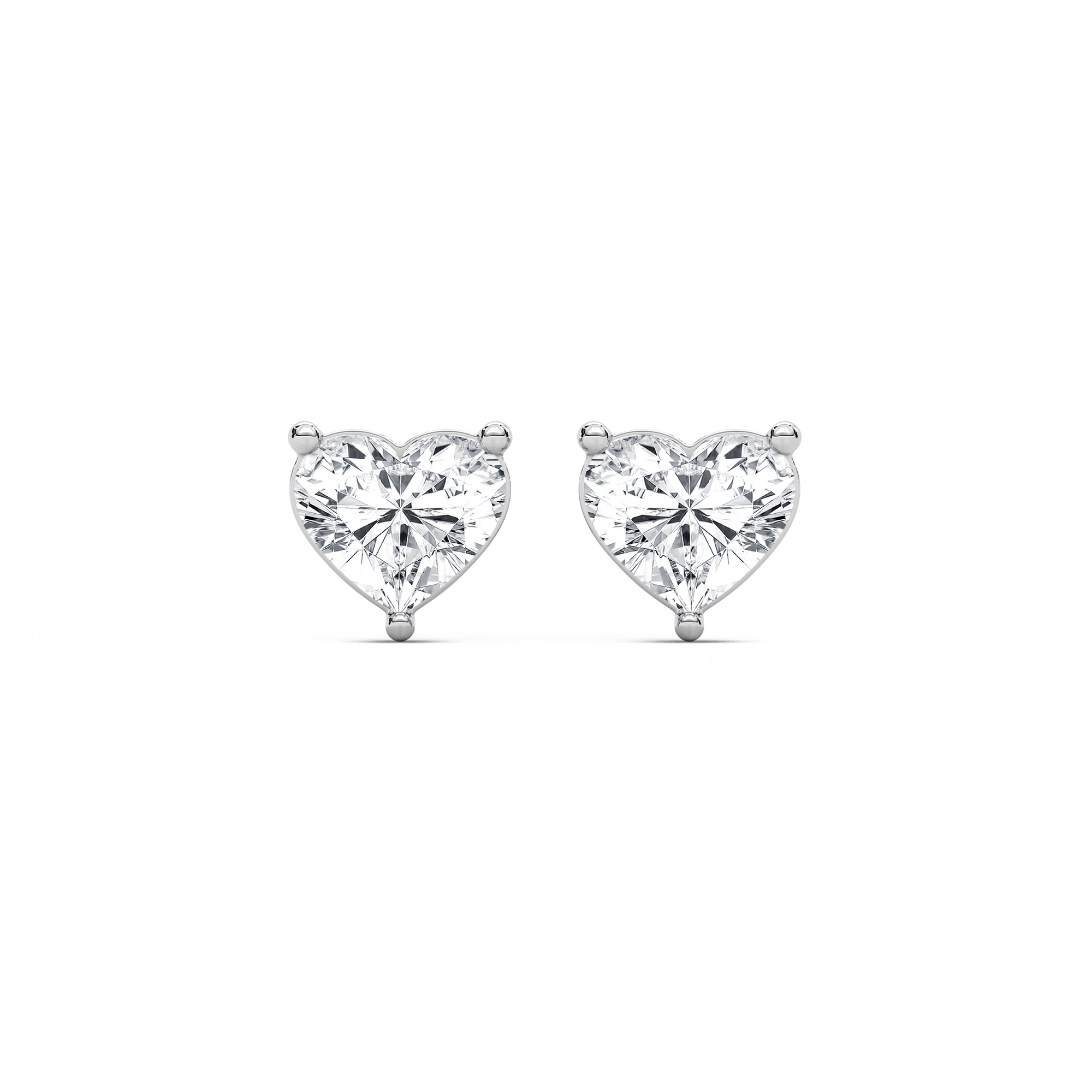 Heart Cut Prong Diamond Earrings with 0.50ct Lab-Grown Diamonds in 14K White Gold