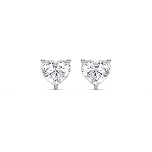 Heart Cut Prong Diamond Earrings with 0.50ct Lab-Grown Diamonds in 14K White Gold