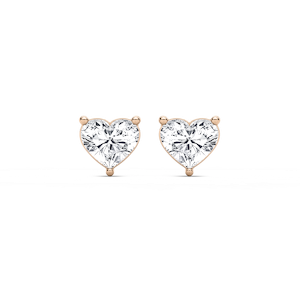 Heart Cut Lab Grown Diamond Three Prong Stud Earrings