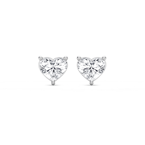 Heart Cut Lab Grown Diamond Three Prong Stud Earrings
