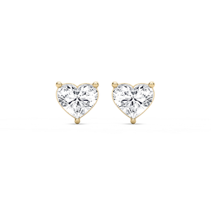 Heart Cut Lab Grown Diamond Three Prong Stud Earrings