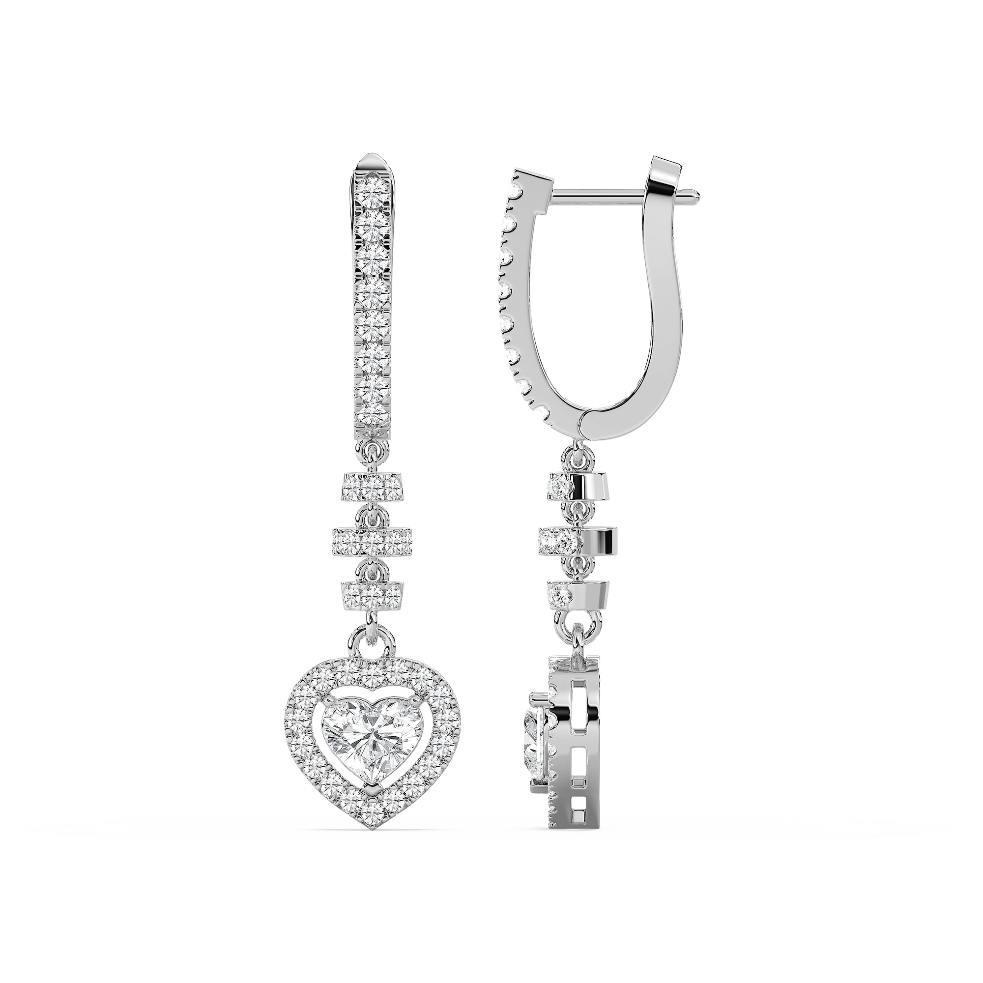 Heart Dangle Earrings in 14K Rose Gold