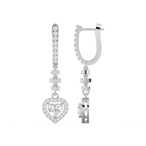 1 ⁷/₈ ctw Heart and Round Lab Grown Diamond Dangle Earrings