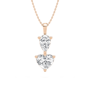 3 ctw Pear and Heart Lab Grown Diamond Two Stone Pendant - 18 Inches