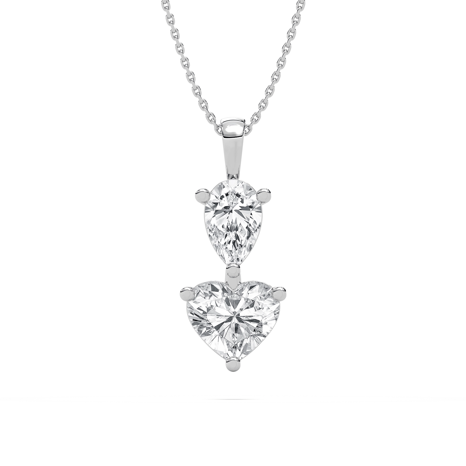 Heart Drop Two Stone Pendant in 14K Rose Gold