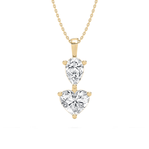 3 ctw Pear and Heart Lab Grown Diamond Two Stone Pendant - 18 Inches