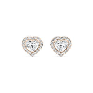 1 ¹⁄₅ ctw Heart & Round Lab Grown Diamond Halo Stud Earrings