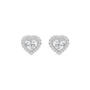 1 ¹⁄₅ ctw Heart & Round Lab Grown Diamond Halo Stud Earrings