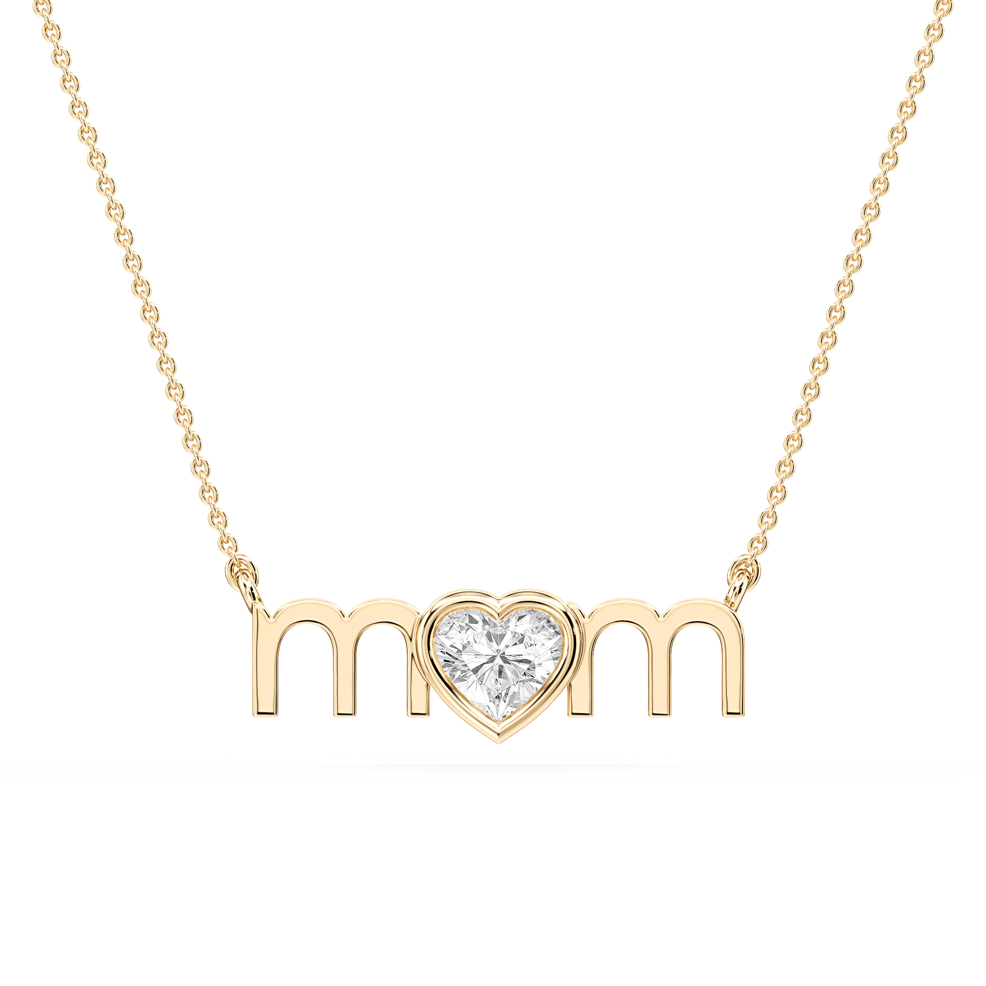 Heart Lab Grown Diamond Bezel Mom Pendant - 16 to 18 Inches