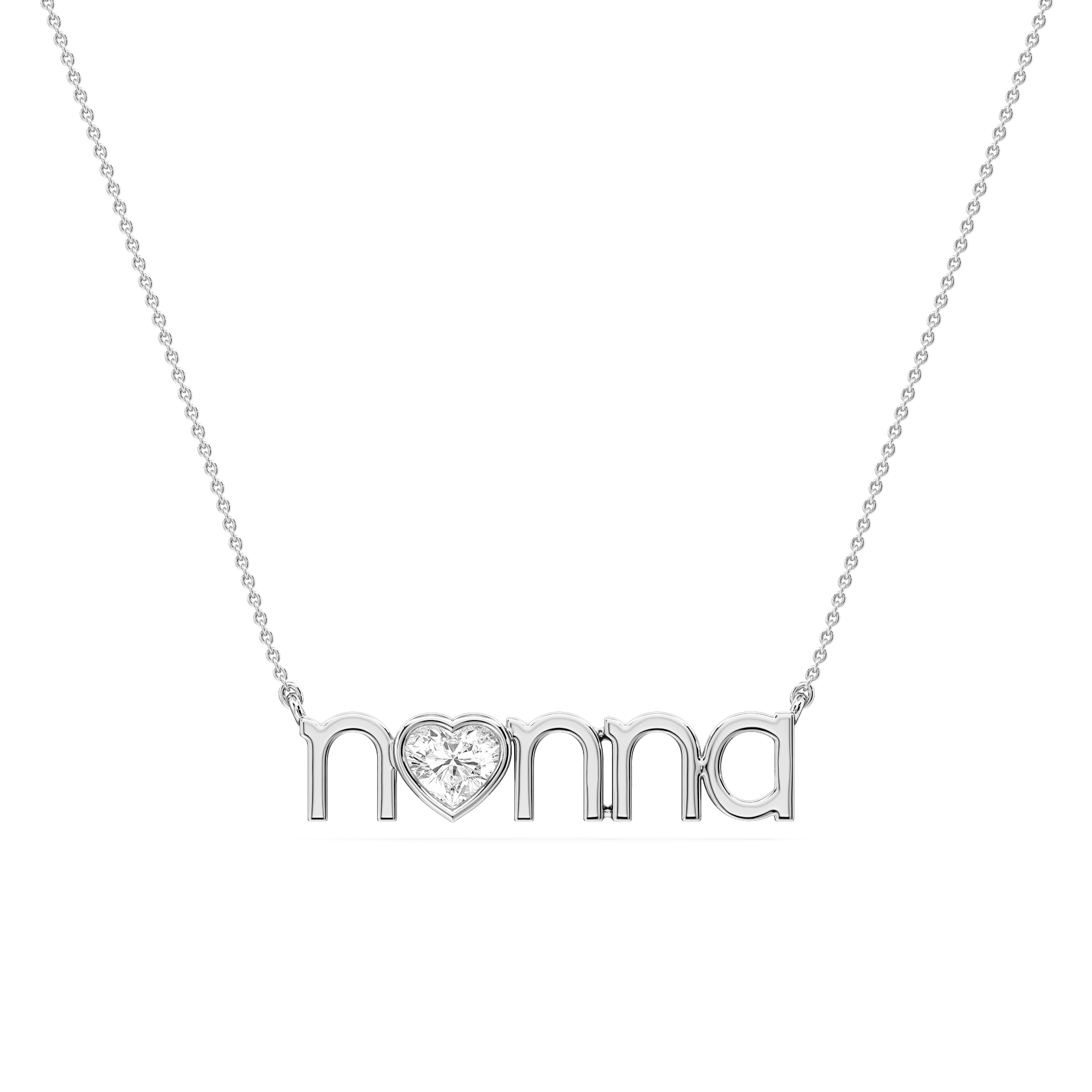 Heart Lab Grown Diamond Bezel Nonna Pendant - 16 to 18 Inches
