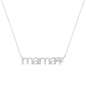 Heart Lab Grown Diamond Mama Solitaire Pendant - 16 to 18 Inches