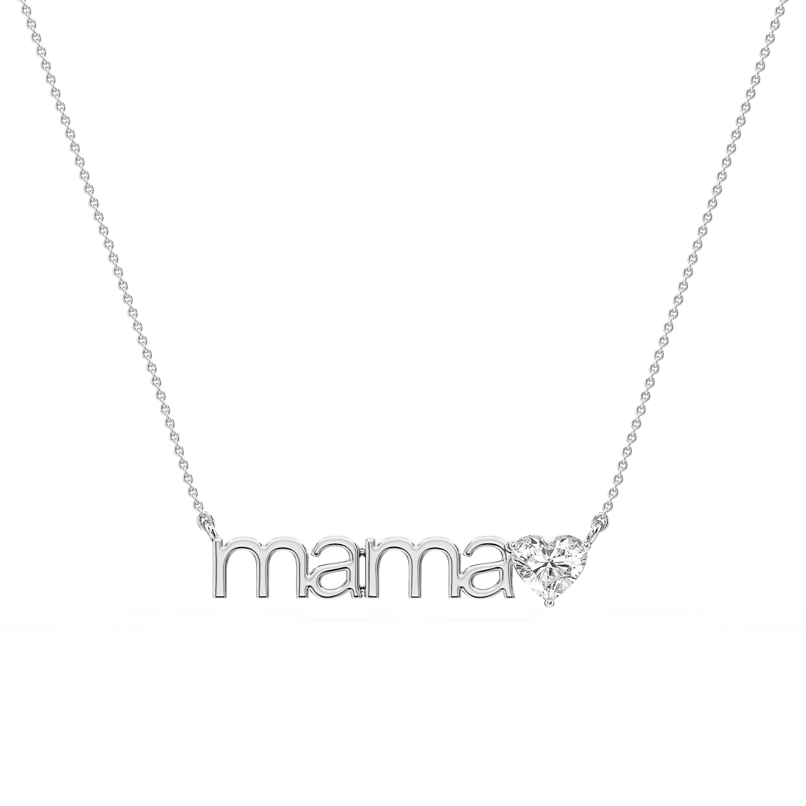 Heart Lab Grown Diamond Mama Solitaire Pendant - 16 to 18 Inches