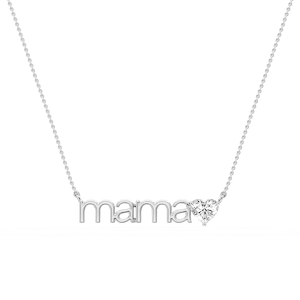 Heart Lab Grown Diamond Mama Solitaire Pendant - 16 to 18 Inches