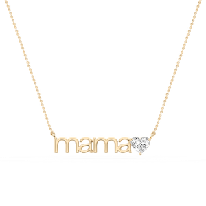 Heart Lab Grown Diamond Mama Solitaire Pendant - 16 to 18 Inches