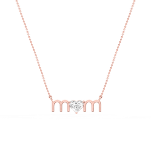 Heart Lab Grown Diamond Mom Solitaire Pendant - 16 to 18 Inches