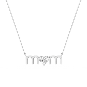 Heart Lab Grown Diamond Mom Solitaire Pendant - 16 to 18 Inches