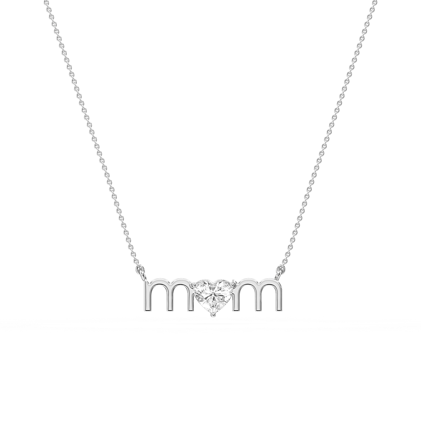 Heart Lab Grown Diamond Mom Solitaire Pendant - 16 to 18 Inches