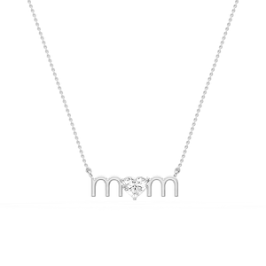 Heart Lab Grown Diamond Mom Solitaire Pendant - 16 to 18 Inches