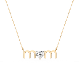 Heart Lab Grown Diamond Mom Solitaire Pendant - 16 to 18 Inches