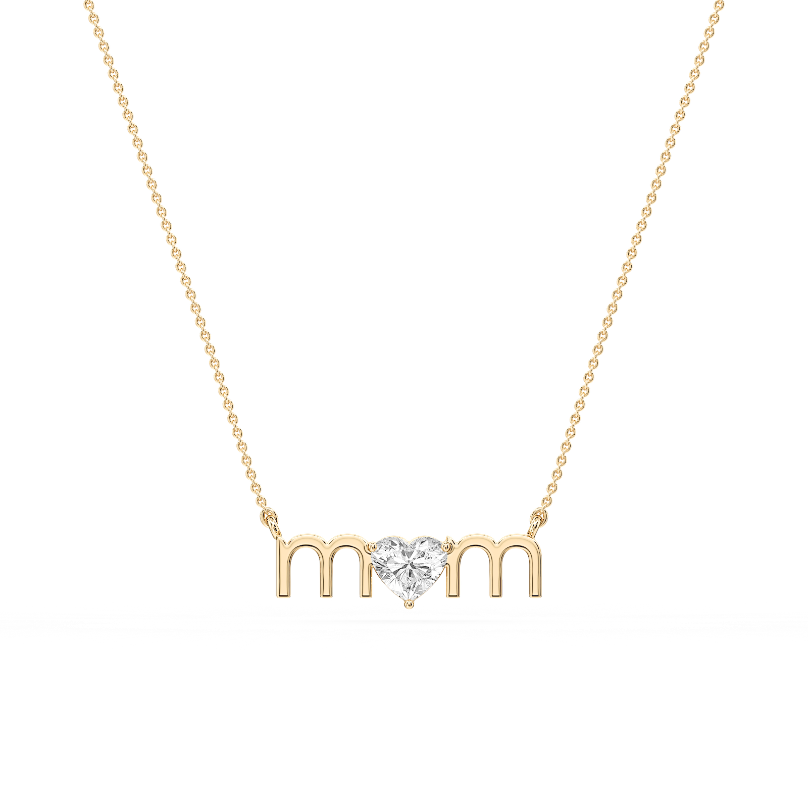 Heart Lab Grown Diamond Mom Solitaire Pendant - 16 to 18 Inches