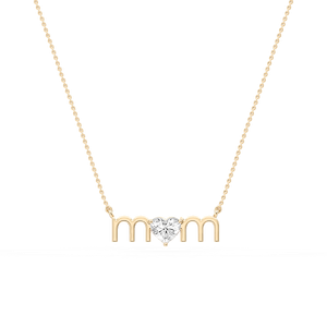 Heart Lab Grown Diamond Mom Solitaire Pendant - 16 to 18 Inches