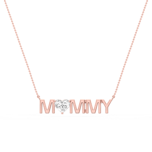 Heart Lab Grown Diamond Mommy Solitaire Pendant - 16 to 18 Inches