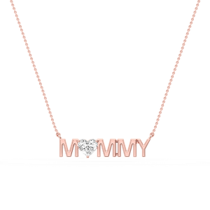 Heart Lab Grown Diamond Mommy Solitaire Pendant - 16 to 18 Inches