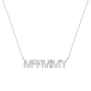 Heart Lab Grown Diamond Mommy Solitaire Pendant - 16 to 18 Inches
