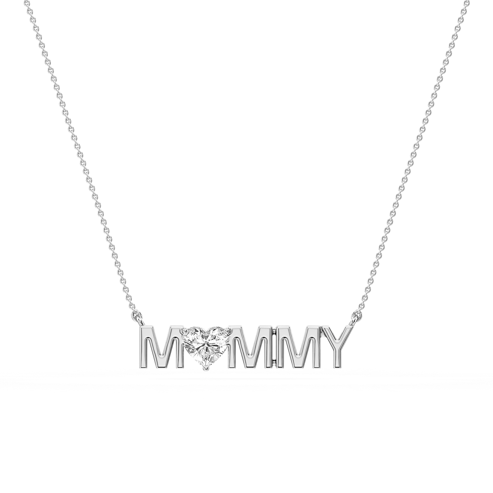 Heart Lab Grown Diamond Mommy Solitaire Pendant - 16 to 18 Inches