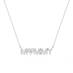 Heart Lab Grown Diamond Mommy Solitaire Pendant - 16 to 18 Inches